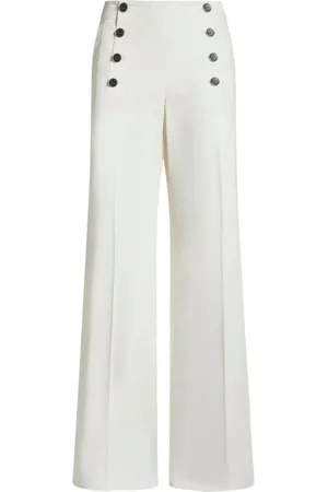 Etro Broeken, Dames, Wit, XS, Wijde Natuurlijke Kameelbroek