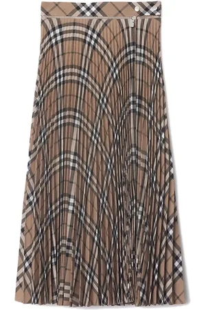 Burberry Rokken, Dames, Bruin, 3Xs, Wol, Wool Blend Check Plooirok