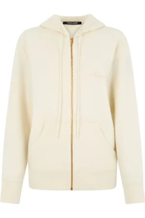 Roberto Cavalli Sweatshirts & Hoodies, Dames, , L, Wol, Gebreide Zip-Up Hoodie met Slagtand Rits