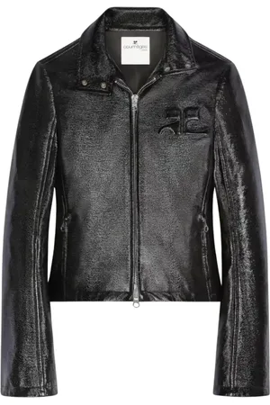 Courrèges Jassen, Dames, Zwart, M, Katoen, Zwarte Vinyl Jas