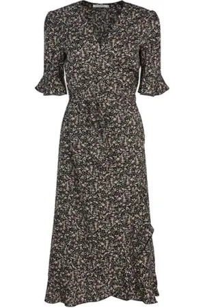 Summum Woman Kleedjes, Dames, Grijs, S, Polyester, Bloemen Wrap Jurk
