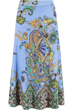 Etro Rokken, Dames, Veelkleurig, S, Floral Paisley Geplooide Midi Rok