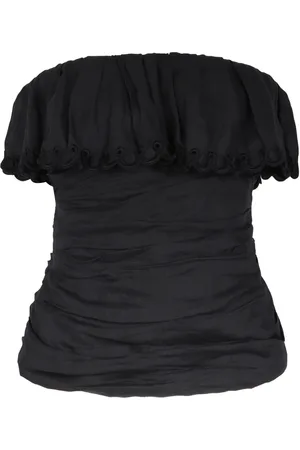 Isabel Marant Tops, Dames, Zwart, S, Katoen, Mouwloze Katoenen Top met Ruches