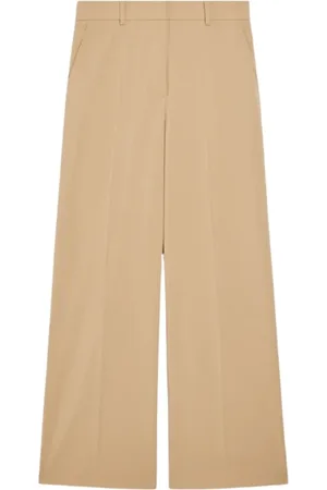 Max Mara Broeken, Dames, , 4Xs, Wol, Wollen broek met wijde pijpen
