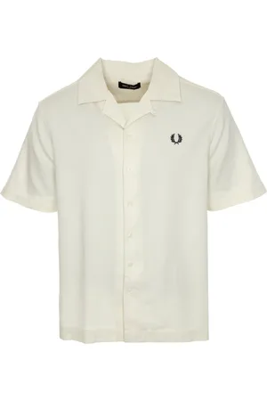 Fred Perry Overhemden, Heren, Wit, S, Katoen, Piqué Texture Revere Collar Shirt