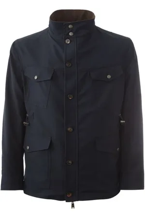 LARDINI Jassen, Heren, Blauw, L, Wol, Elegante Blauwe Wollen Jas