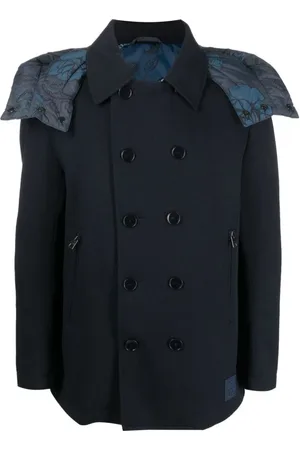 Etro Mantels, Heren, Blauw, 2Xl, Wol, Double-Breasted Jas