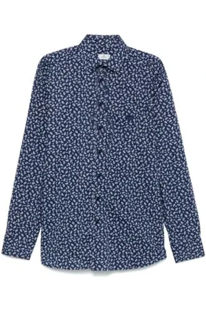Etro Overhemden, Heren, Blauw, 2Xl, Katoen, Cashmere Motif Shirt
