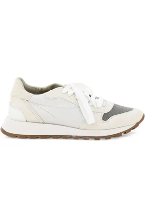 Brunello Cucinelli Schoenen, Dames, Wit, 36 EU, Nylon, Toe Runner Sneakers