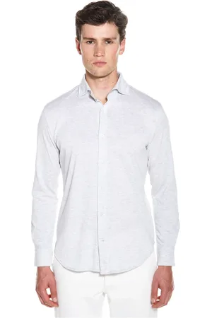 ELEVENTY Overhemden, Heren, Grijs, XL, Katoen, Dandy Long Sleeve Jersey Shirt
