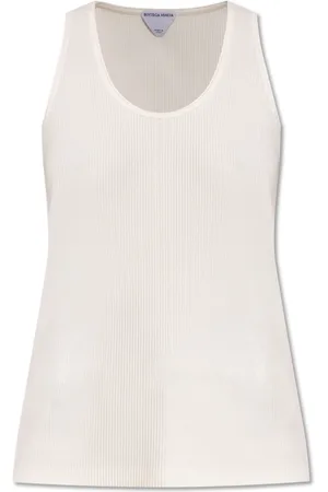 Bottega Veneta Tops, Dames, Wit, XS, Katoen, Geribbelde Top