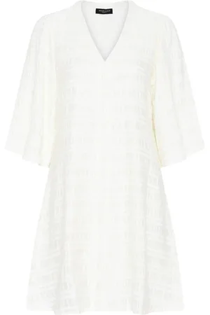 Bruuns Bazaar Kleedjes, Dames, Wit, M, Polyester, V-Neck Jurk Pentziabbmajlyas