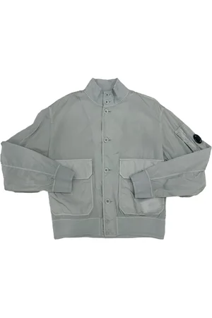 C.P. Company Jassen, Heren, Grijs, M, Hemelsblauwe Button-Up Lichtgewicht Jas