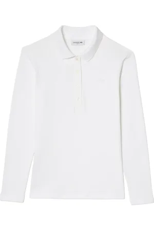 Lacoste Tops, Dames, Wit, 3Xl, Katoen, Wit polo shirt met knopen van parelmoer