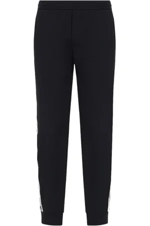 Emporio Armani Broeken, Heren, Blauw, M, Katoen, Marineblauwe joggingbroek met tweekleurige logoband