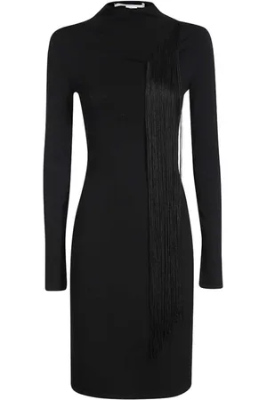 Stella McCartney Kleedjes, Dames, Zwart, M, Polyester, Jurk van viscose met franjes