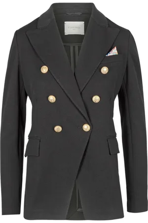 Circolo Jassen, Dames, Zwart, M, Katoen, Dubbelrijige piquet blazer