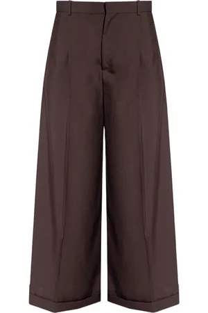 Marni Broeken, Dames, Bruin, S, Wol, High-Waisted Wollen Broek