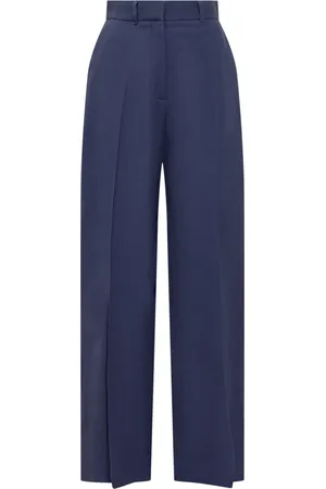 Casablanca Broeken, Dames, Blauw, S, Leer, Wijde Pijpen Broek