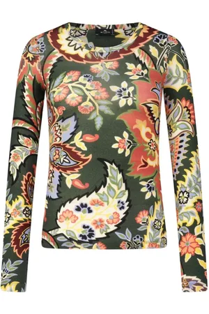 Etro Tops, Dames, Veelkleurig, S, Leer, Bloemen Long Sleeve Shirt