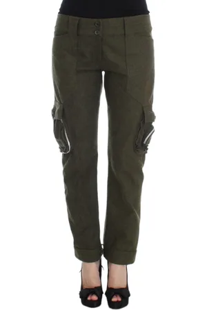 ERMANNO SCERVINO Broeken, Dames, Groen, S, Katoen, Cargo Broek