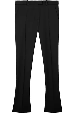The Attico Broeken, Dames, Zwart, M, Wol, Zwarte wollen broek met wijde pijpen