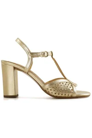 Chie Mihara Schoenen, Dames, Geel, 39 EU, Leer, Gouden leren sandalen met gespsluiting