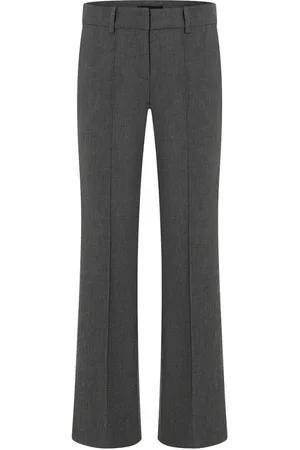 Cambio Broeken, Dames, Grijs, 2Xs, Wol, Wijde wollen structuur broek