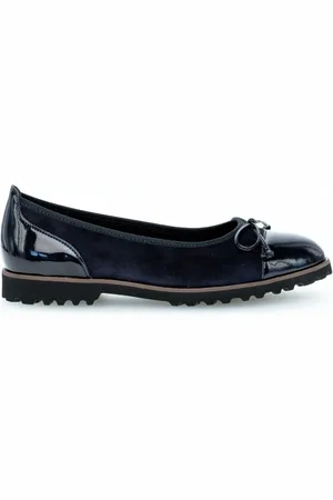 Gabor Schoenen, Dames, Blauw, 38 EU, Leer, Ballerina`s van fluweel en lakleer