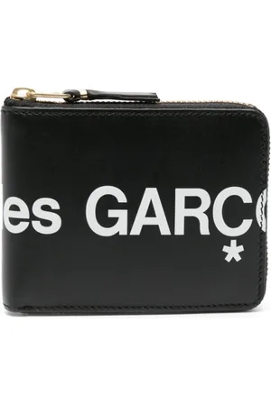 Comme des Garçons Accessoires, Heren, Zwart, ONE Size, Leer, Logo Print Leren Portemonnee