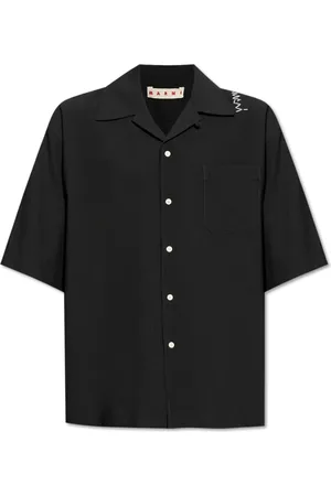 Marni Overhemden, Heren, Zwart, L, Polyester, Short Sleeve Shirt