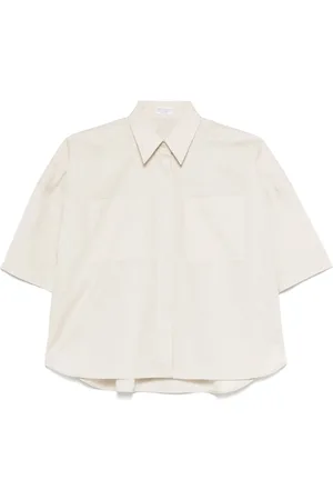 Brunello Cucinelli Blouses & Shirts, Dames, , XS, Katoen, Elegante Shirt met Korte Mouwen