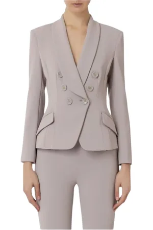 Elisabetta Franchi Jassen, Dames, Grijs, L, Pearl Blazer
