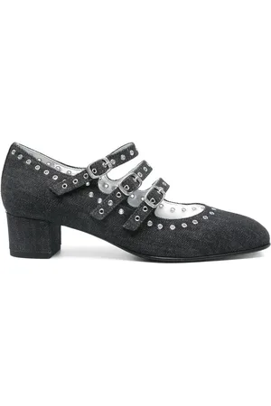 Carel Schoenen, Dames, Zwart, 41 EU, Leer, Zwarte schoenen met gespsluiting en lage blokhak