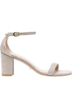 Stuart Weitzman Schoenen, Dames, Grijs, 41 EU, Leer, Glitter Detail High Heel Sandalen