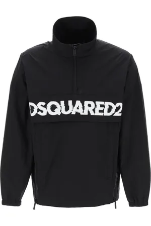 Dsquared2 Jassen, Heren, Zwart, S, Katoen, Anorak met Logo Print