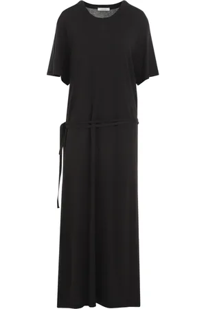 LEMAIRE Kleedjes, Dames, Zwart, M, Katoen, Belted Rib T-Shirt Jurk