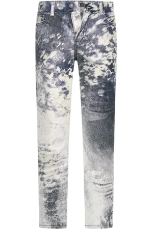 Roberto Cavalli Jeans, Heren, Blauw, W34, Katoen, Appaloosa Print Jeans Blauw Man