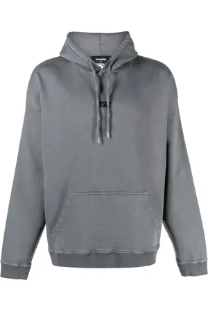 Dsquared2 Sweatshirts & Hoodies, Heren, Grijs, 2Xl, Katoen, Logo Print Hoodie
