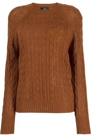 Etro Truien, Dames, Bruin, S, Kasjmier, Rondgebreide trui