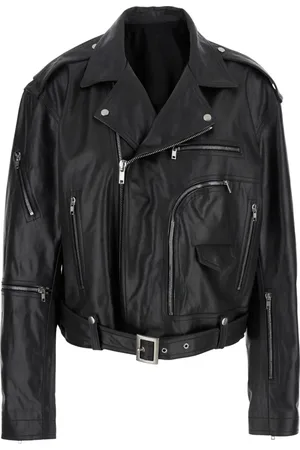 Rick Owens Jassen, Dames, Zwart, ONE Size, Leer, Zwarte Leren Cropped Jas