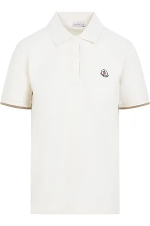 Moncler Tops, Dames, Wit, S, Katoen, Stijlvol Nude & Neutrals T-Shirt