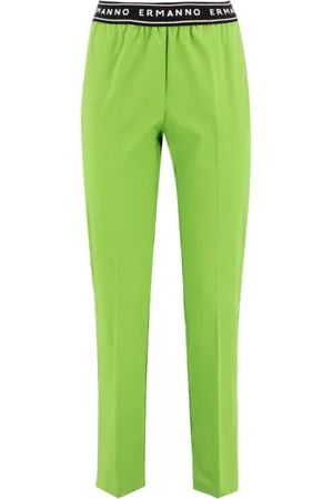 ERMANNO SCERVINO Broeken, Dames, Groen, M, Katoen, Verfijnde Straight Leg Chino`s