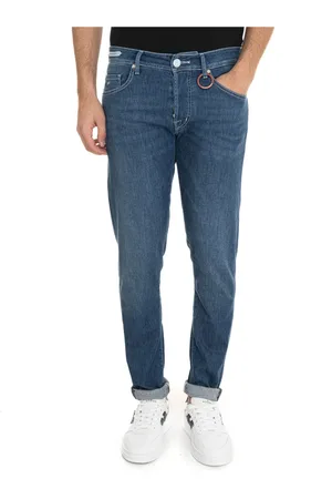 sartoria tramarossa Jeans, Heren, Blauw, W32, Denim, Stonewashed Denim Jeans met Knopen