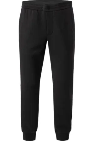 Emporio Armani Broeken, Heren, Zwart, M, Katoen, Zwarte Double Jersey Joggingbroek