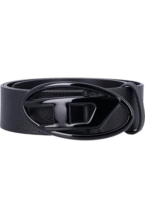 Diesel Accessoires, Heren, Zwart, 90 CM, Leer, Riem van gestructureerd leer met ovale gesp