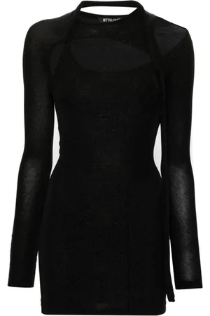 OTTOLINGER Kleedjes, Dames, Zwart, L, Leer, Zwart Metallic Threading Jurk