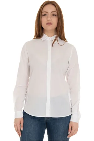 FAY Blouses & Shirts, Dames, Wit, S, Katoen, Klassieke Blouse met Knoopsluiting