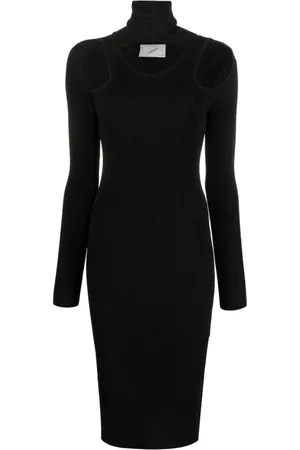 COPERNI Kleedjes, Dames, Zwart, S, Zwarte Gebreide Jurk met Cut-Out Stijl