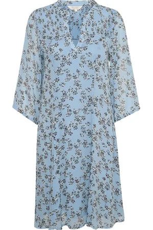 Part Two Kleedjes, Dames, Blauw, XL, Denim, Faded Denim Scattered Flower Jurk